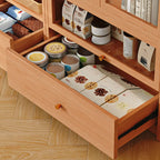 Libreria espositiva a 5 ripiani moderna in legno di ciliegio, altezza 199,9 cm
