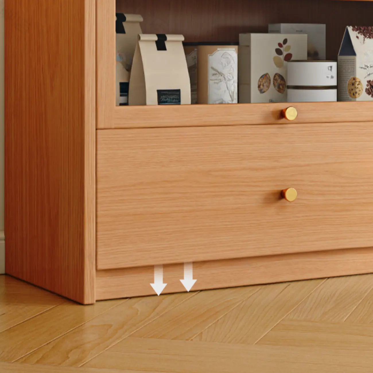 Libreria espositiva a 5 ripiani moderna in legno di ciliegio, altezza 199,9 cm