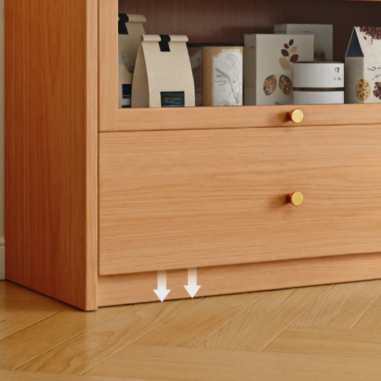 Libreria espositiva a 5 ripiani moderna in legno di ciliegio, altezza 199,9 cm
