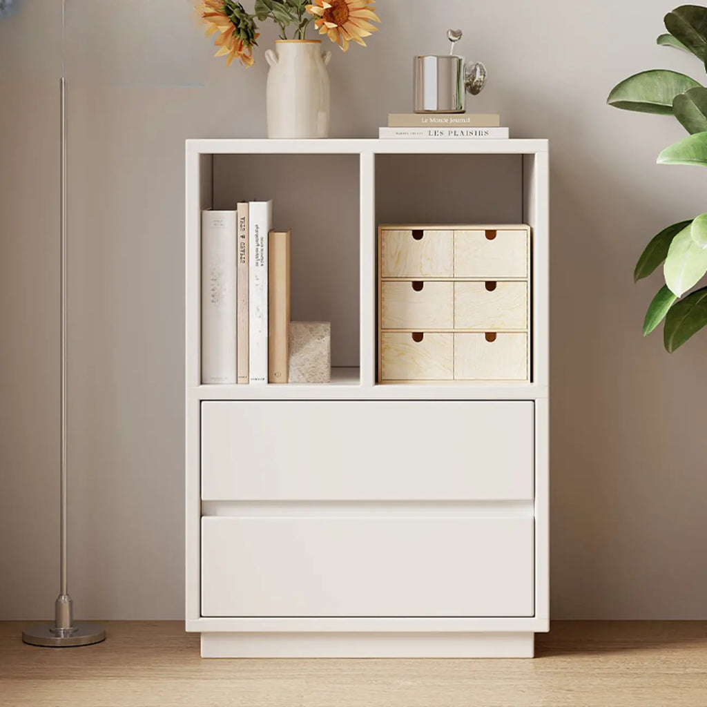 Bibliothèque moderne à trois niveaux en bois blanc avec fond fermé