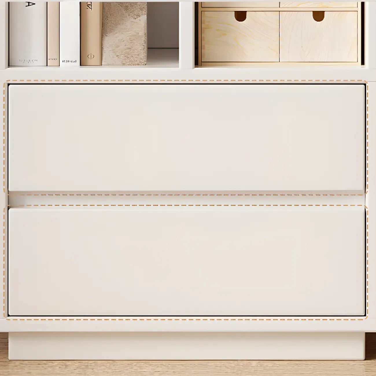 Bibliothèque moderne à trois niveaux en bois blanc avec fond fermé