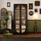 Bibliothèque contemporaine en métal noir avec portes vitrées