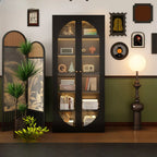 Bibliothèque contemporaine en métal noir avec portes vitrées