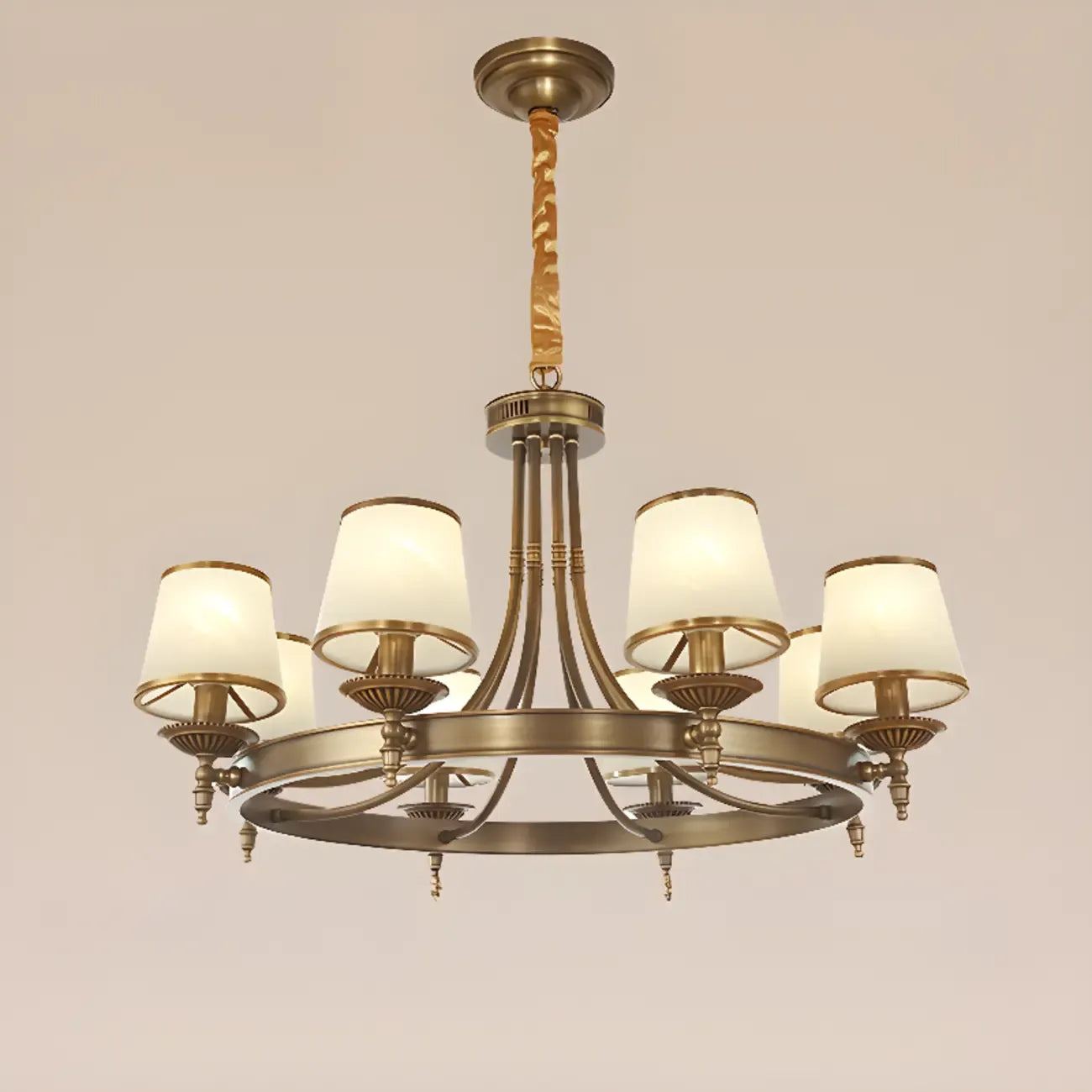 Lampadario a cerchio vintage in metallo regolabile con paralume