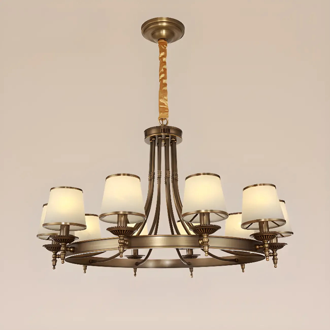 Lustre vintage en métal réglable avec abat-jour
