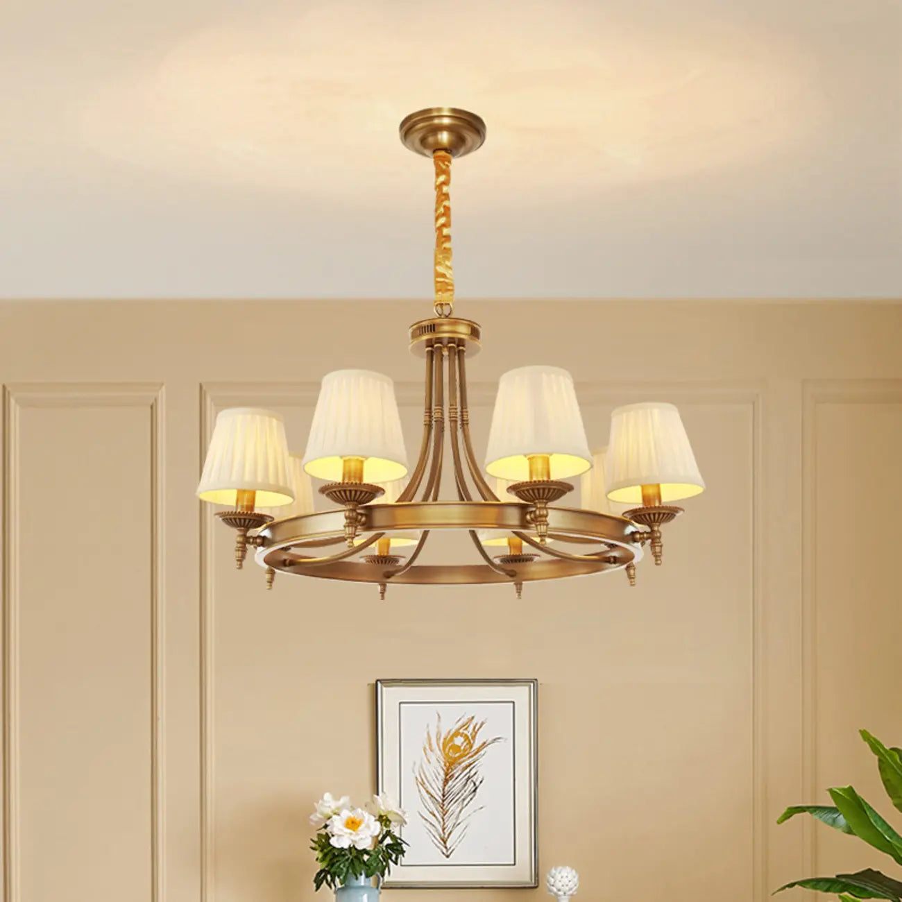 Lustre vintage en métal réglable avec abat-jour