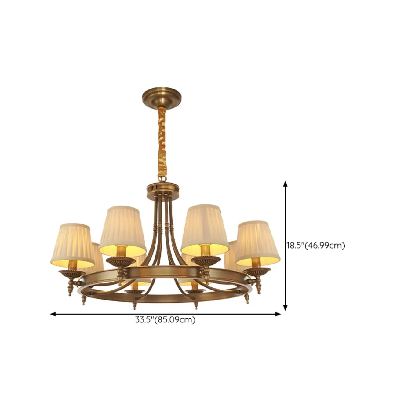 Lustre vintage en métal réglable avec abat-jour
