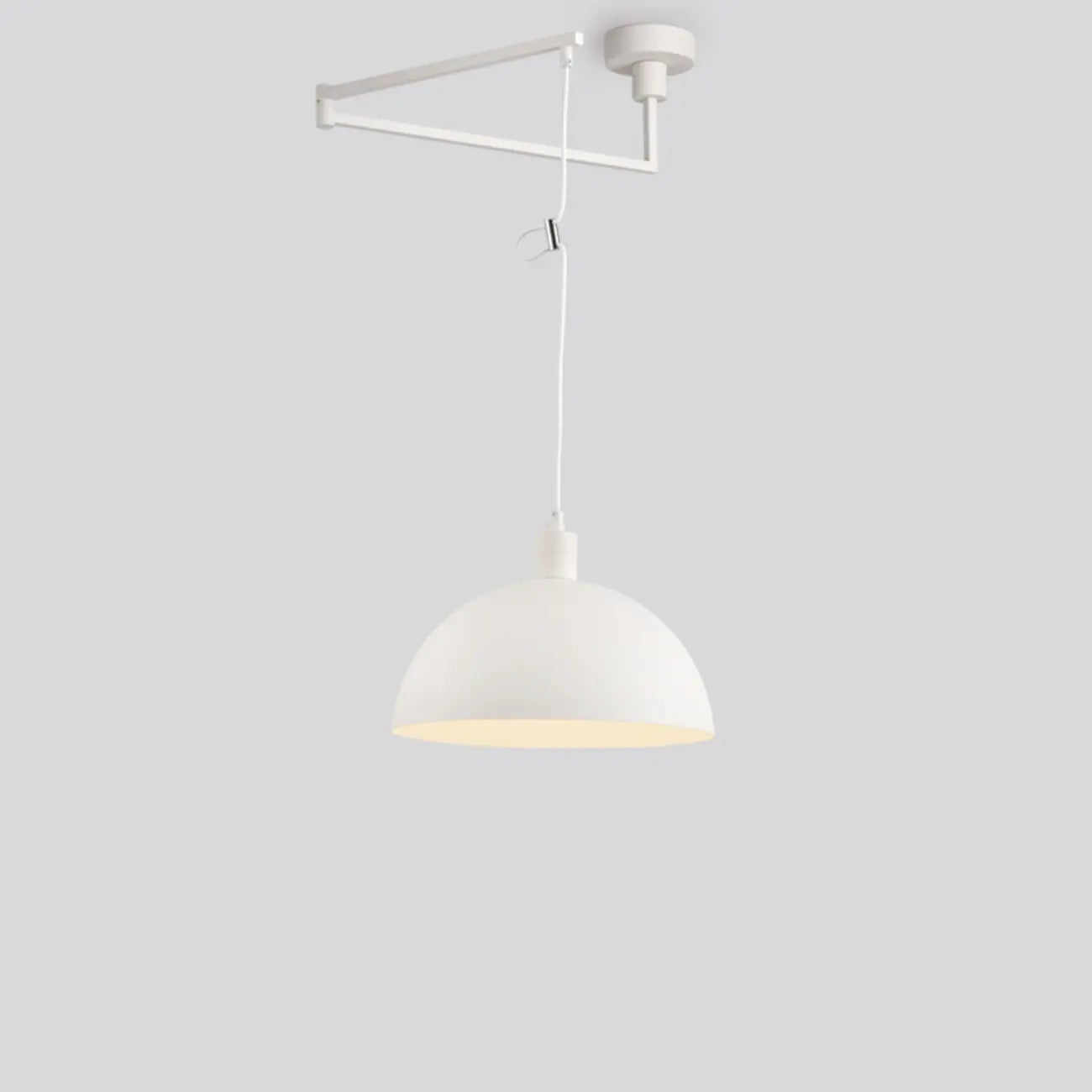 Lampada a sospensione da cucina a braccio orientabile con cupola cromata, da