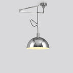 Lampada a sospensione da cucina a braccio orientabile con cupola cromata, da