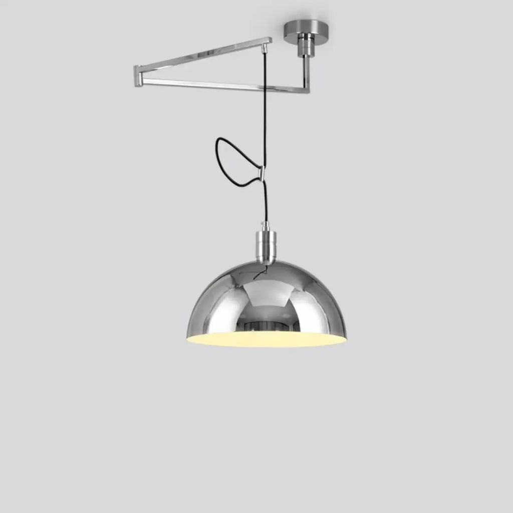 Lampada a sospensione da cucina a braccio orientabile con cupola cromata, da