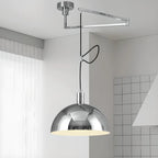 Lampada a sospensione da cucina a braccio orientabile con cupola cromata, da