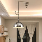 Lampada a sospensione da cucina a braccio orientabile con cupola cromata, da