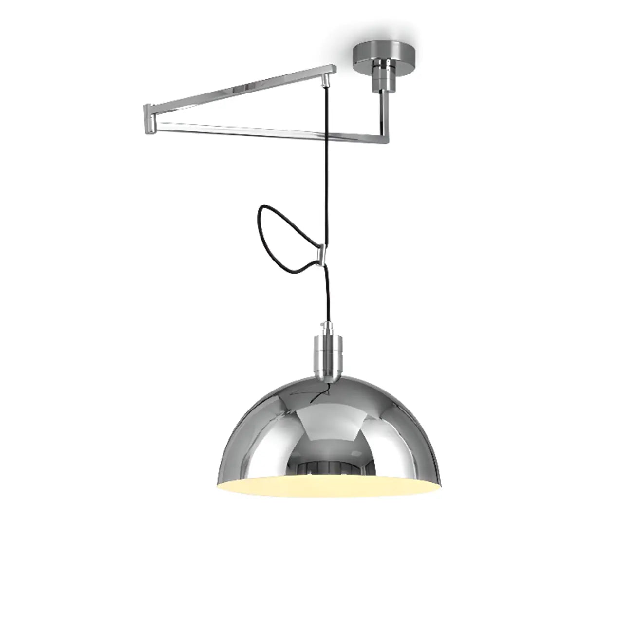 Lampada a sospensione da cucina a braccio orientabile con cupola cromata, da