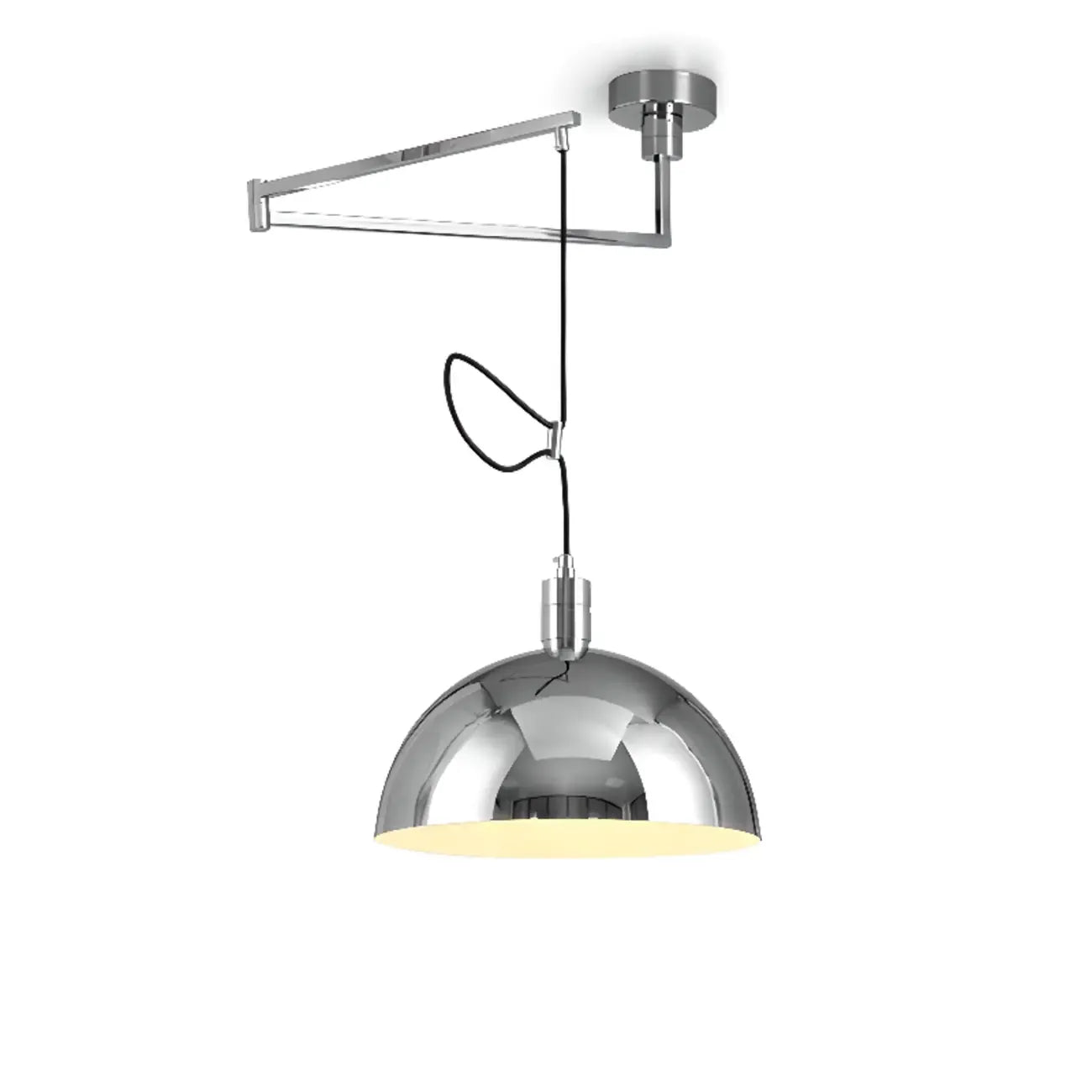 Lampada a sospensione da cucina a braccio orientabile con cupola cromata, da