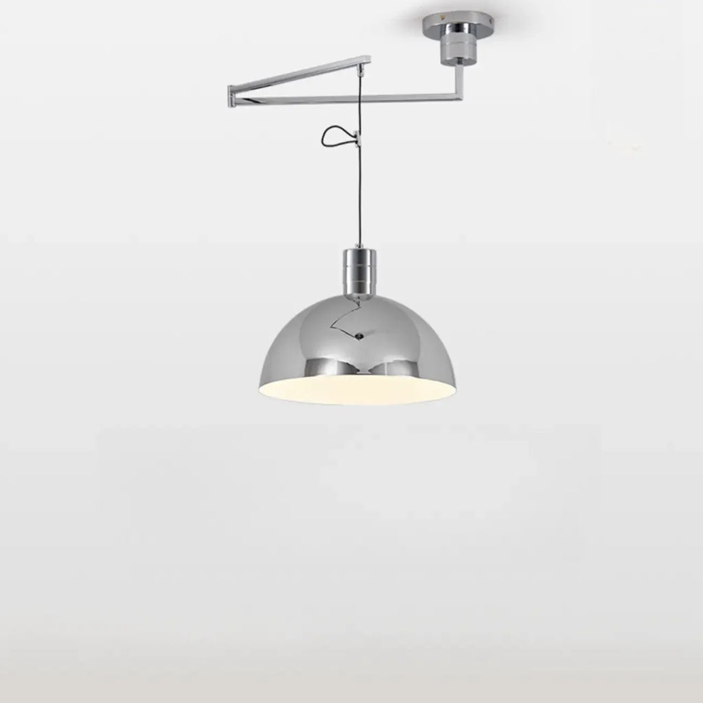 Lampada a sospensione da cucina a braccio orientabile con cupola cromata, da