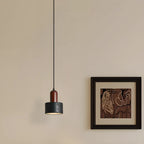 Suspension cylindrique en bois et pierre noire pour chambre