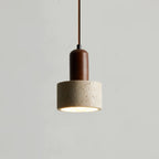 Suspension cylindrique en bois et pierre noire pour chambre