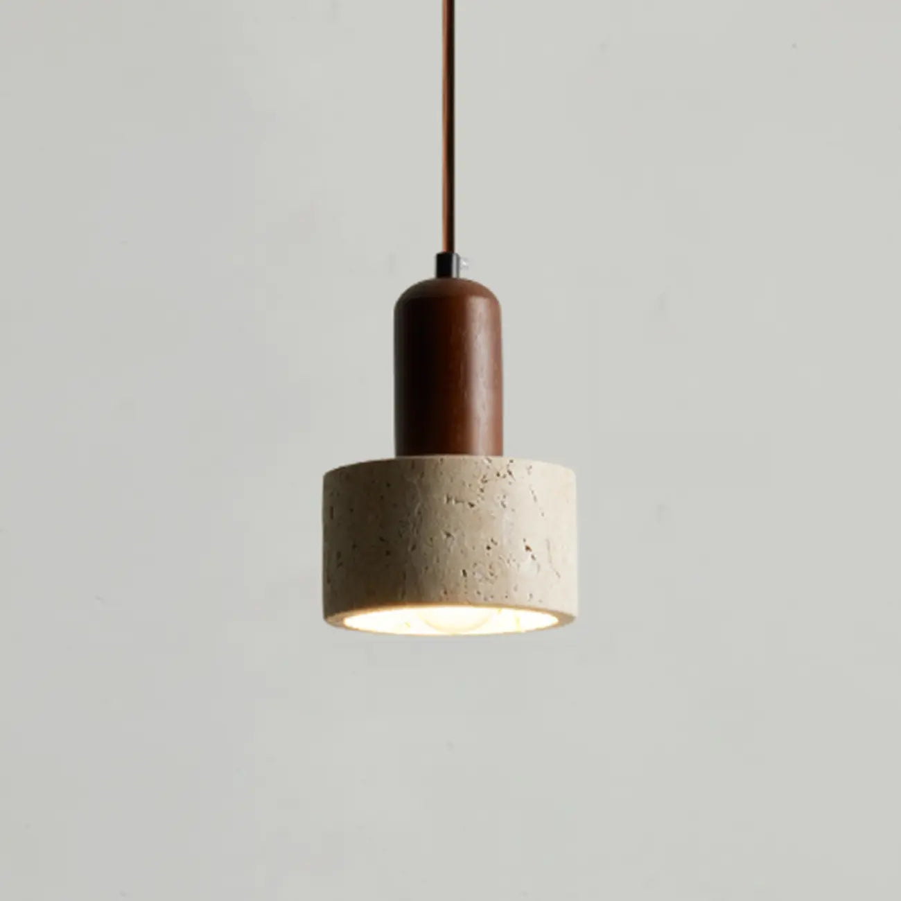 Suspension cylindrique en bois et pierre noire pour chambre