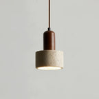Suspension cylindrique en bois et pierre noire pour chambre