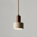 Suspension cylindrique en bois et pierre noire pour chambre