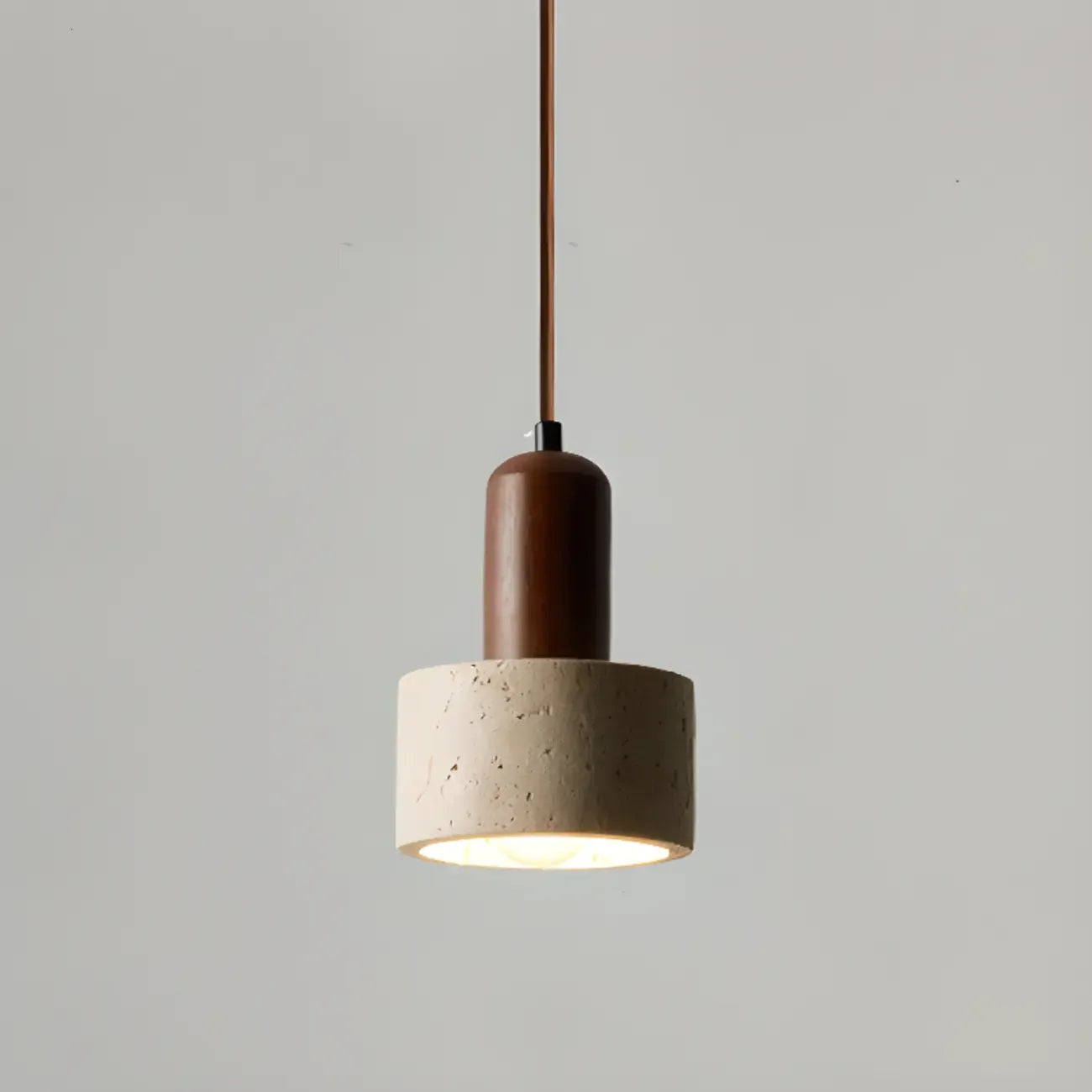 Suspension cylindrique en bois et pierre noire pour chambre