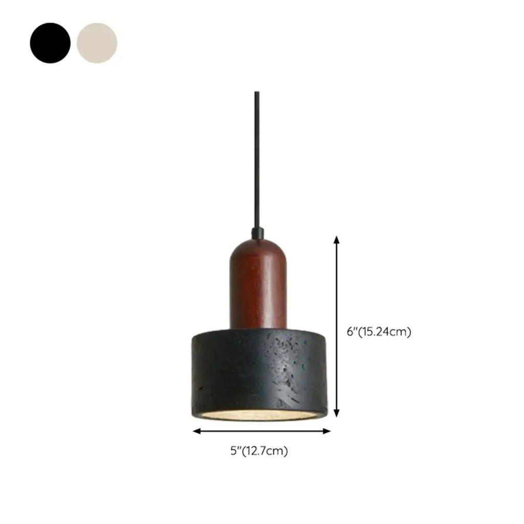 Suspension cylindrique en bois et pierre noire pour chambre