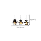 Suspension gothique en fer noir avec cage lumineuse