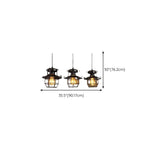 Suspension gothique en fer noir avec cage lumineuse
