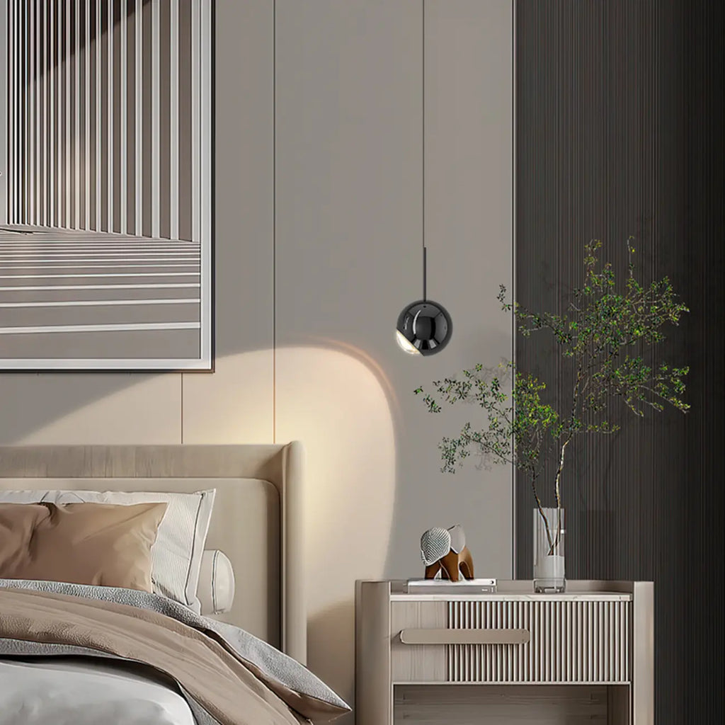 Suspension LED moderne à intensité variable en forme de globe pour chambre à coucher