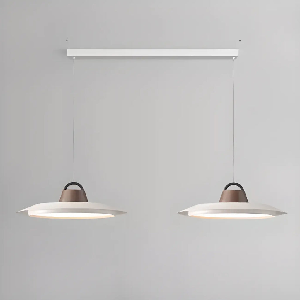 Suspension LED dimmable en métal blanc style grange et noyer