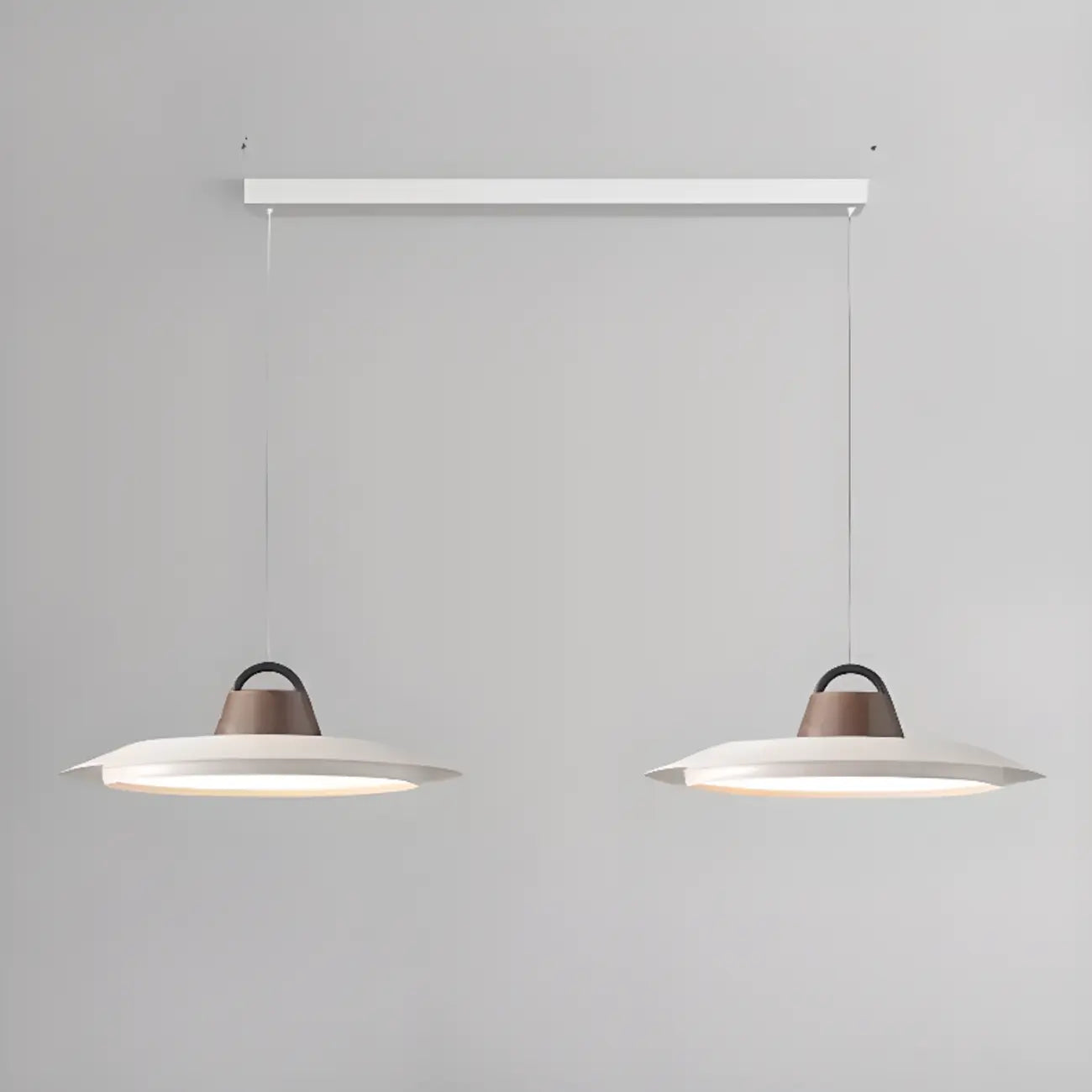 Suspension LED dimmable en métal blanc style grange et noyer