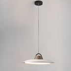 Suspension LED dimmable en métal blanc style grange et noyer