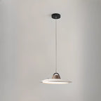 Suspension LED dimmable en métal blanc style grange et noyer