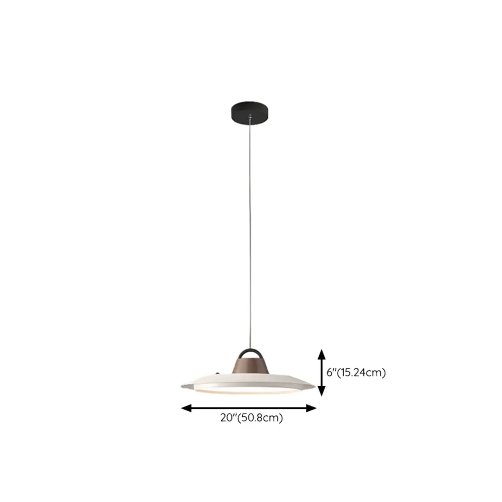 Suspension LED dimmable en métal blanc style grange et noyer