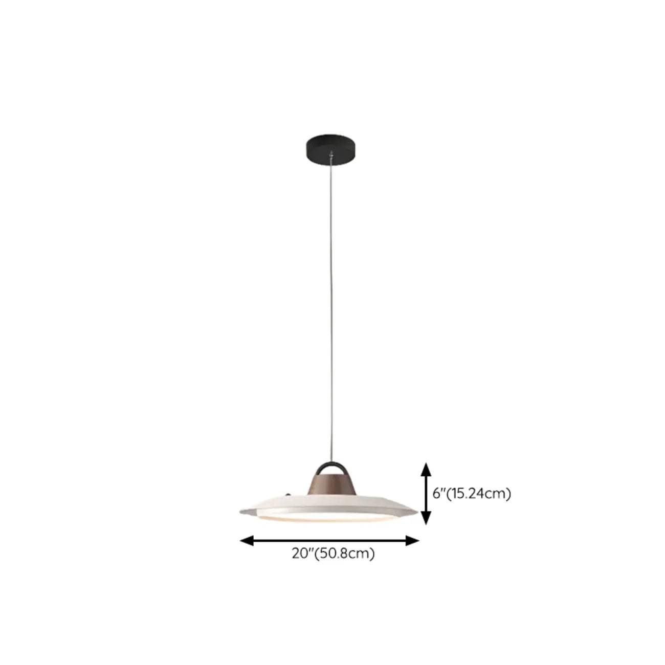 Suspension LED dimmable en métal blanc style grange et noyer