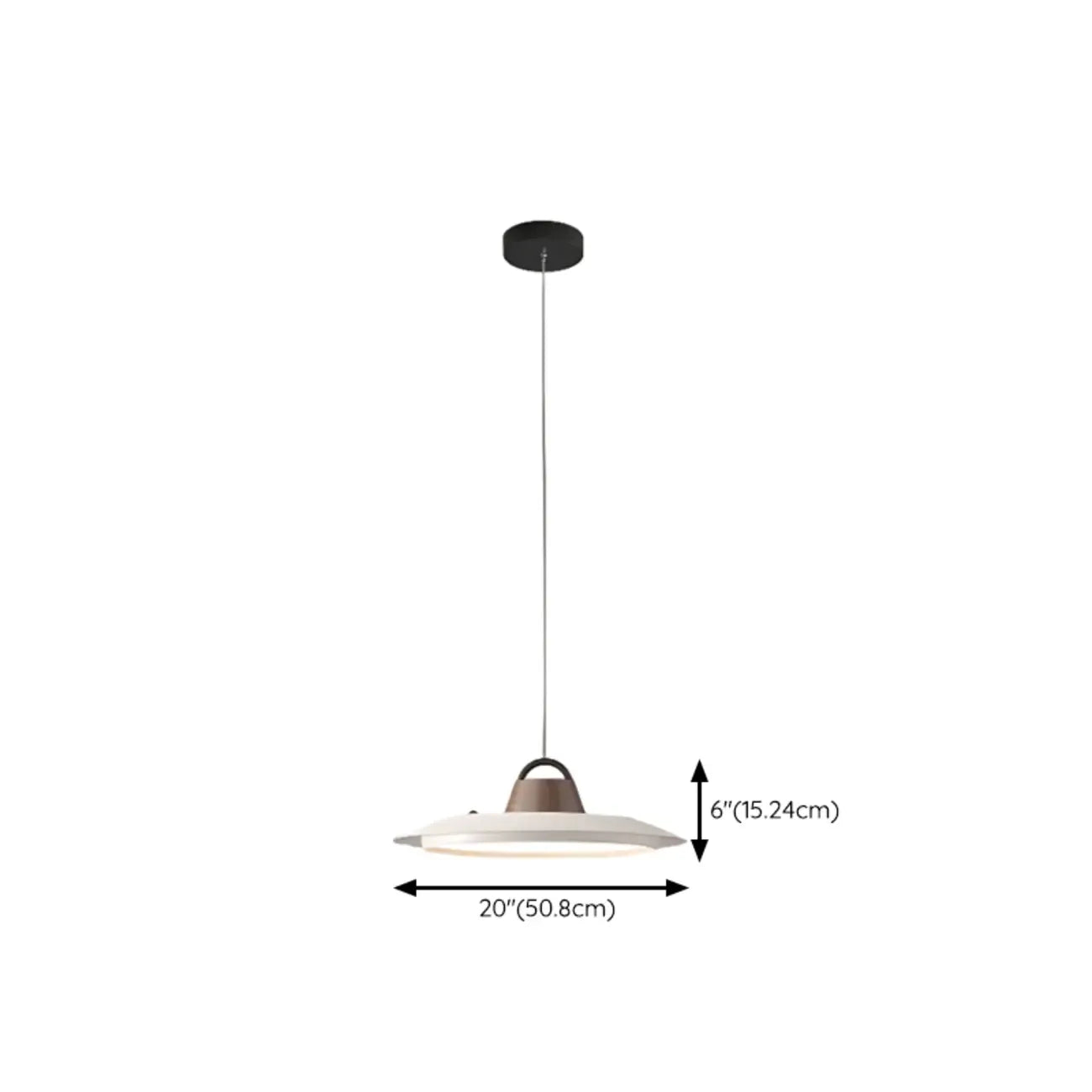 Suspension LED dimmable en métal blanc style grange et noyer