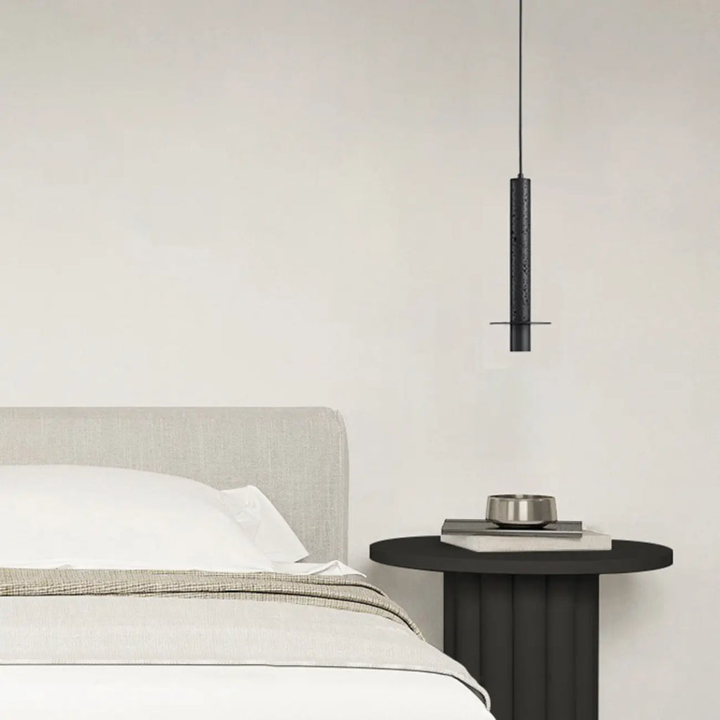 Lampada a sospensione a LED da camera da letto geometrica in pietra nera Art Déco