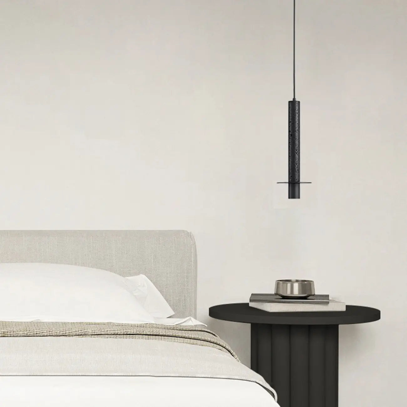 Lampada a sospensione a LED da camera da letto geometrica in pietra nera Art Déco