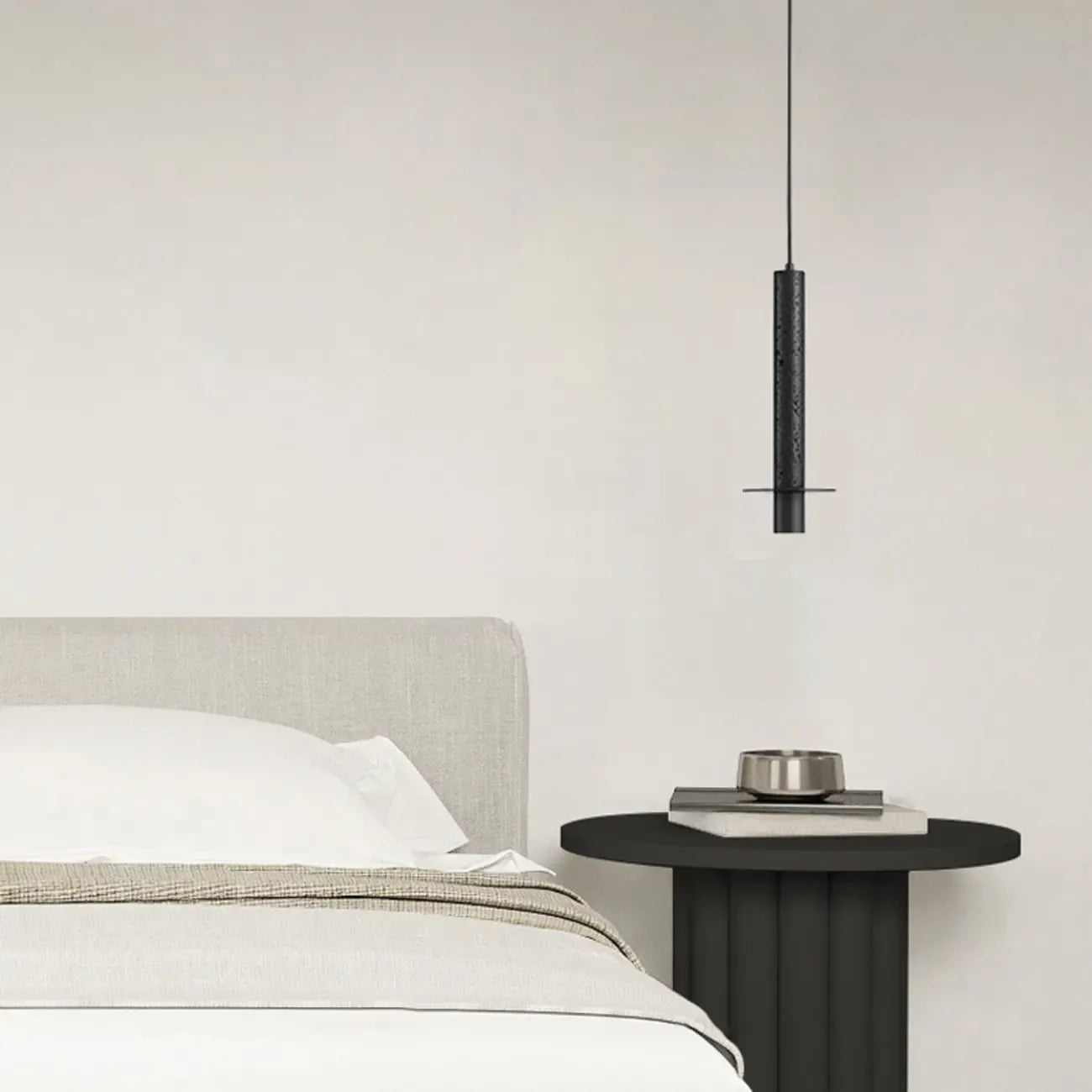 Lampada a sospensione a LED da camera da letto geometrica in pietra nera Art Déco