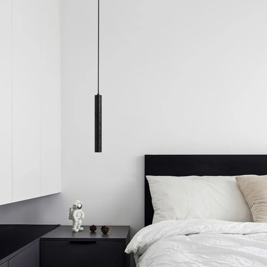 Lampada a sospensione a LED da camera da letto geometrica in pietra nera Art Déco