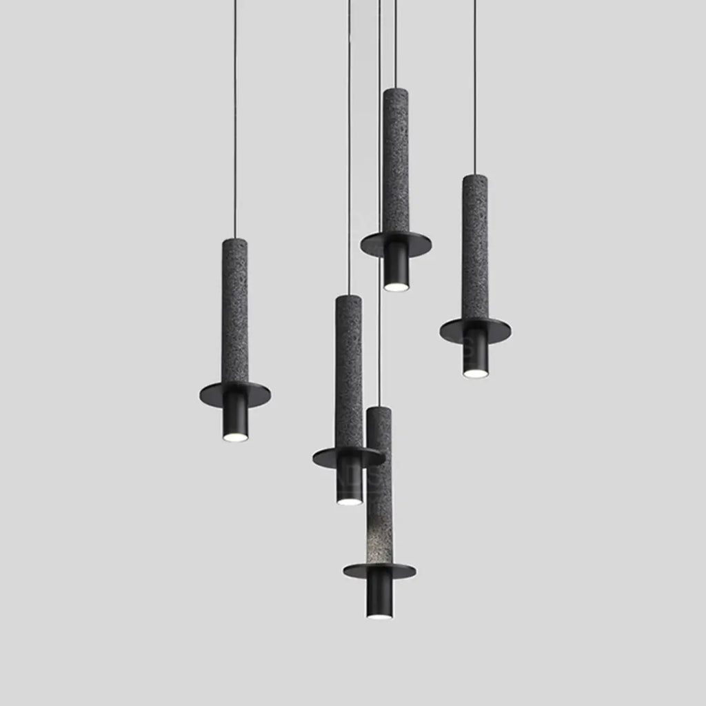 Lampada a sospensione a LED da camera da letto geometrica in pietra nera Art Déco