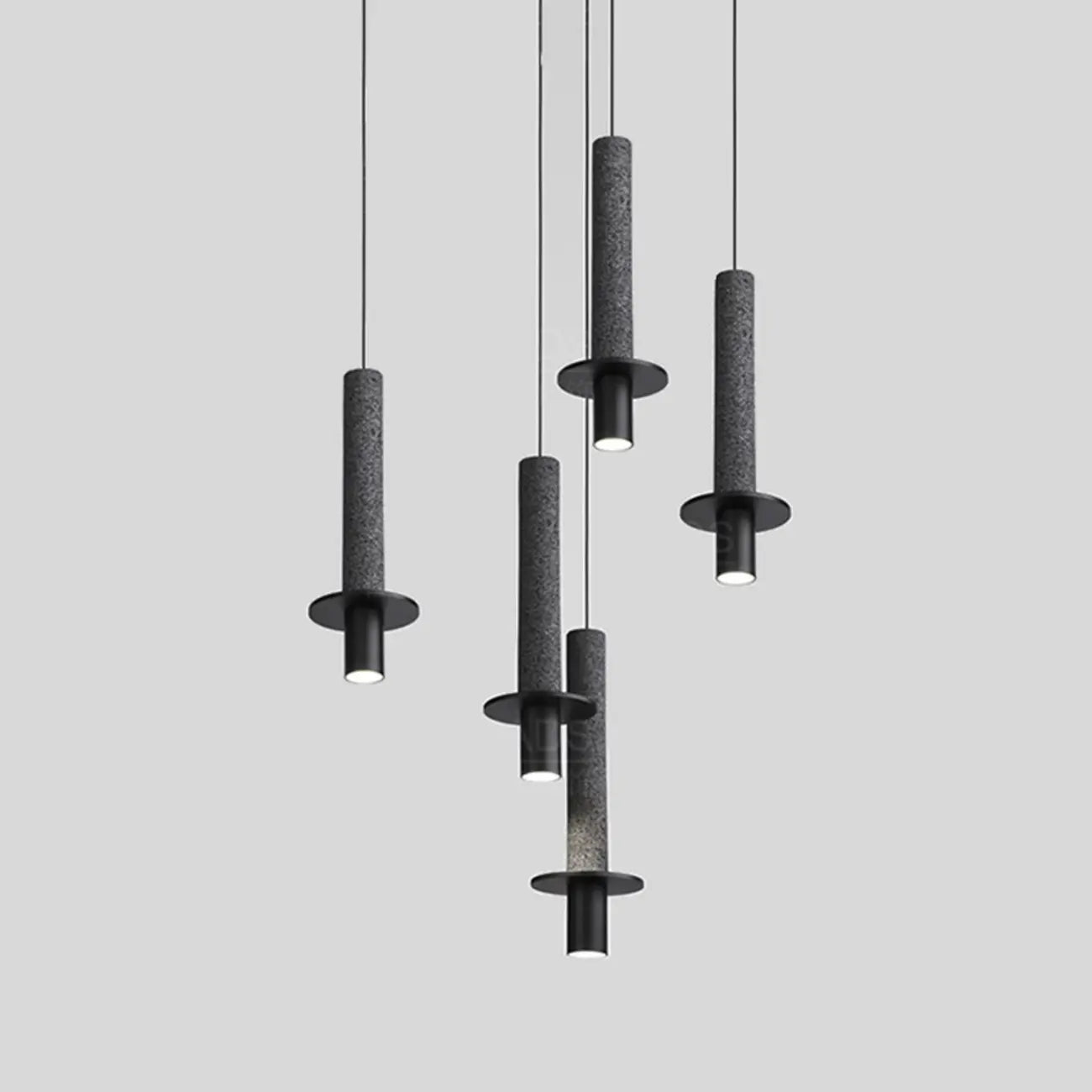 Lampada a sospensione a LED da camera da letto geometrica in pietra nera Art Déco