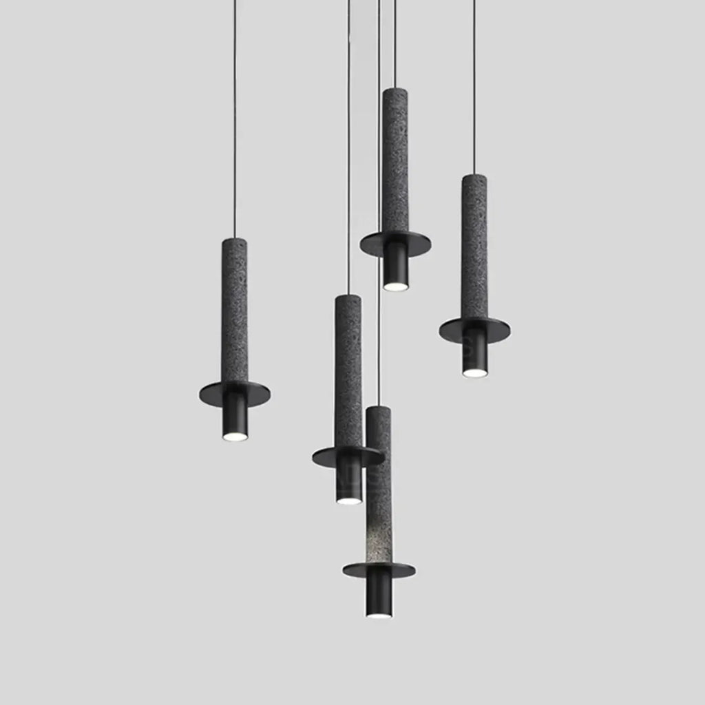 Lampada a sospensione a LED da camera da letto geometrica in pietra nera Art Déco