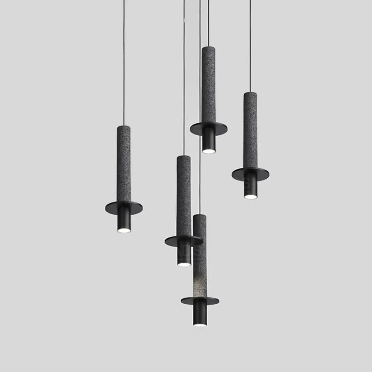 Lampada a sospensione a LED da camera da letto geometrica in pietra nera Art Déco