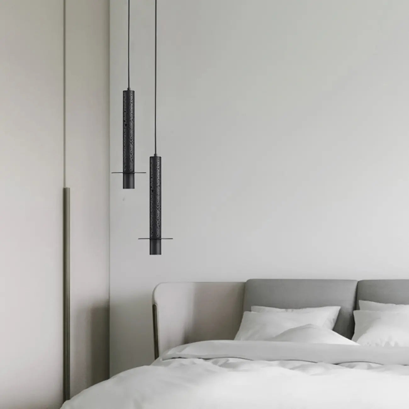 Lampada a sospensione a LED da camera da letto geometrica in pietra nera Art Déco