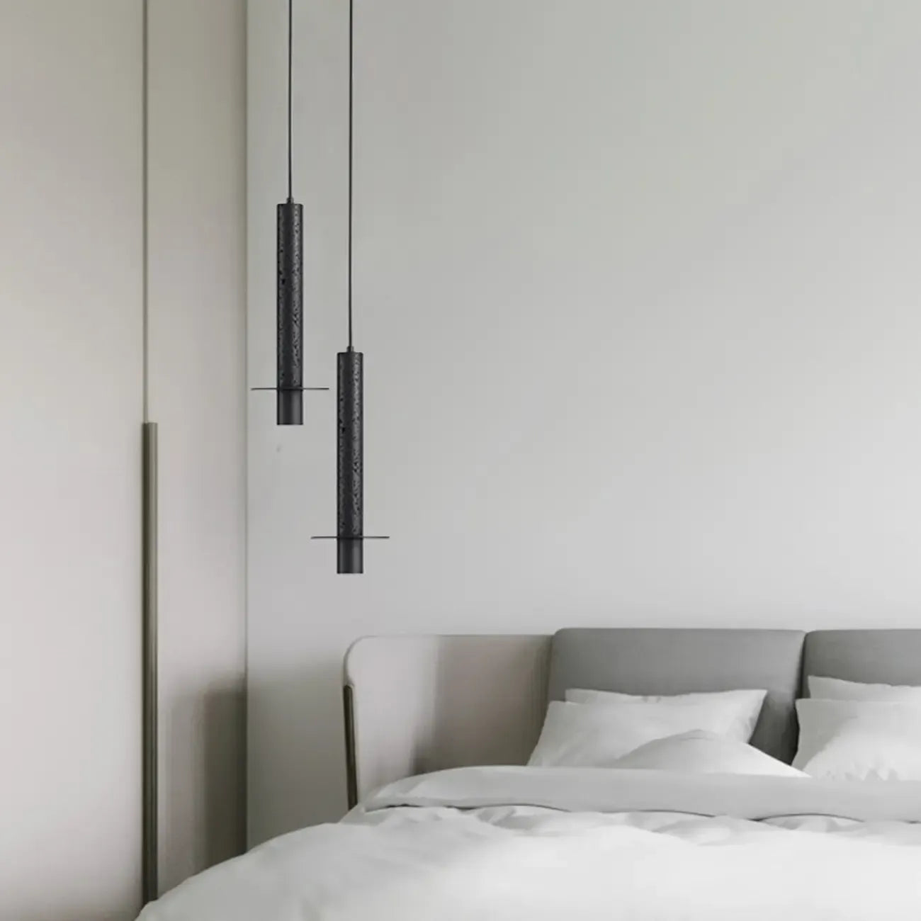 Lampada a sospensione a LED da camera da letto geometrica in pietra nera Art Déco