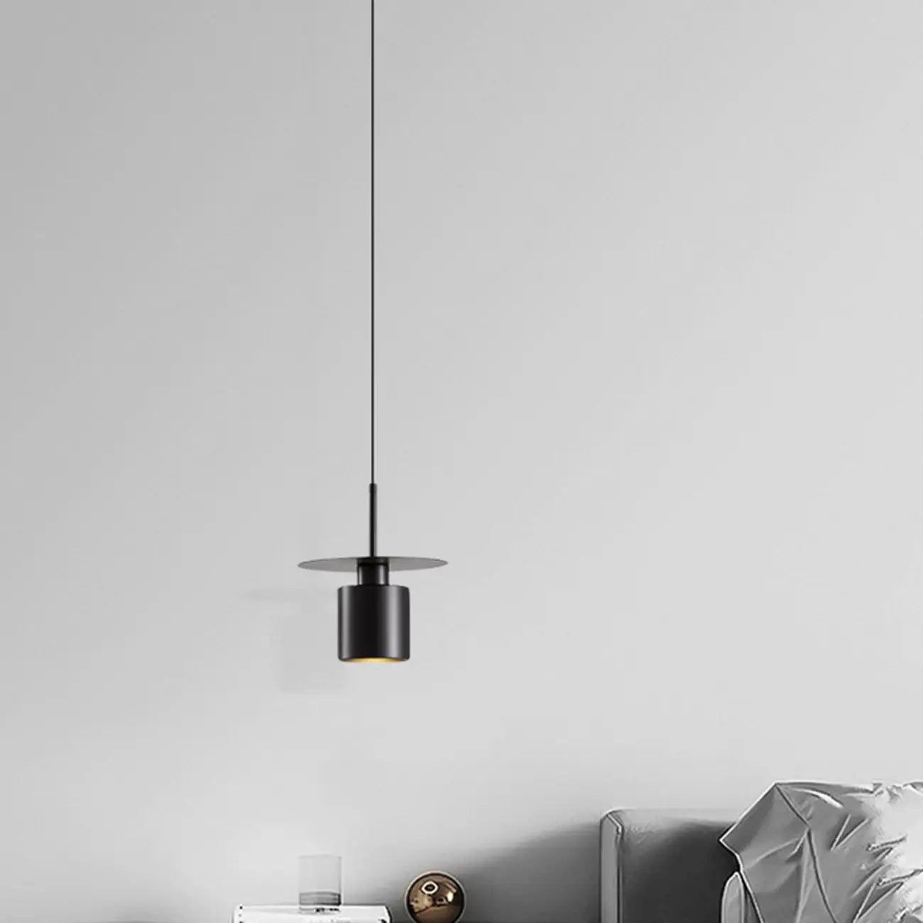 Suspension géométrique Art Déco en métal noir pour chambre à coucher
