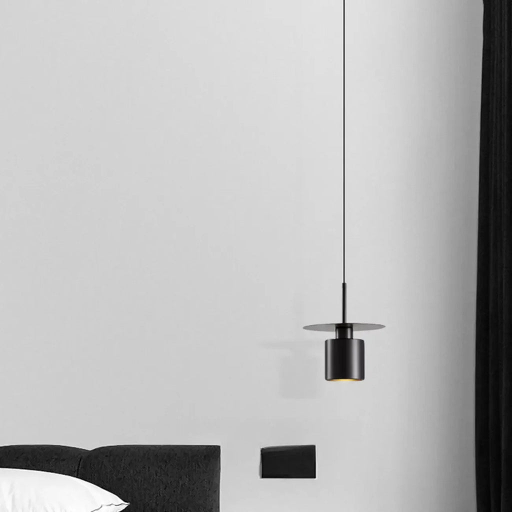 Suspension géométrique Art Déco en métal noir pour chambre à coucher