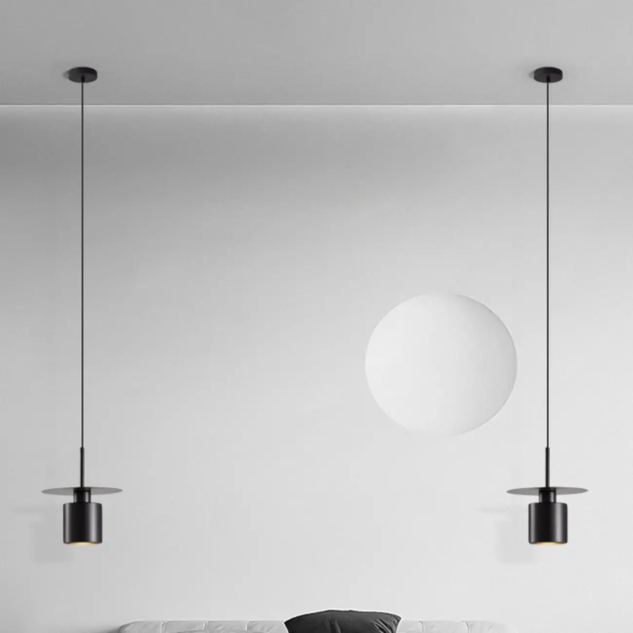 Suspension géométrique Art Déco en métal noir pour chambre à coucher