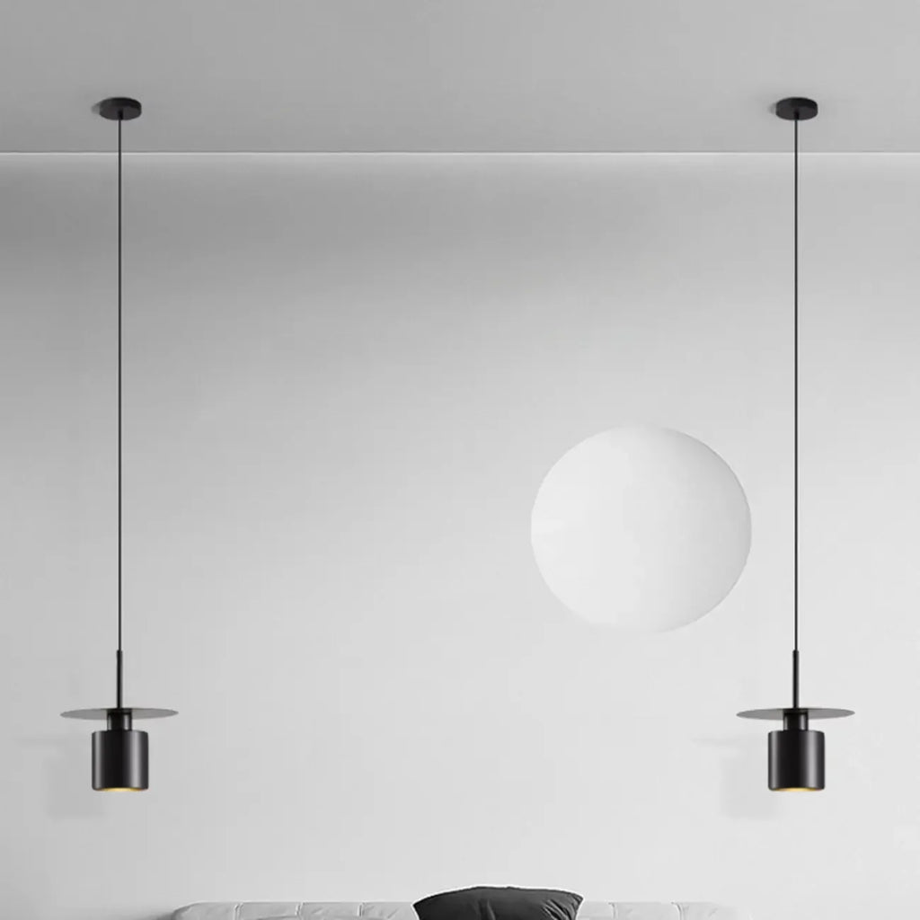 Suspension géométrique Art Déco en métal noir pour chambre à coucher